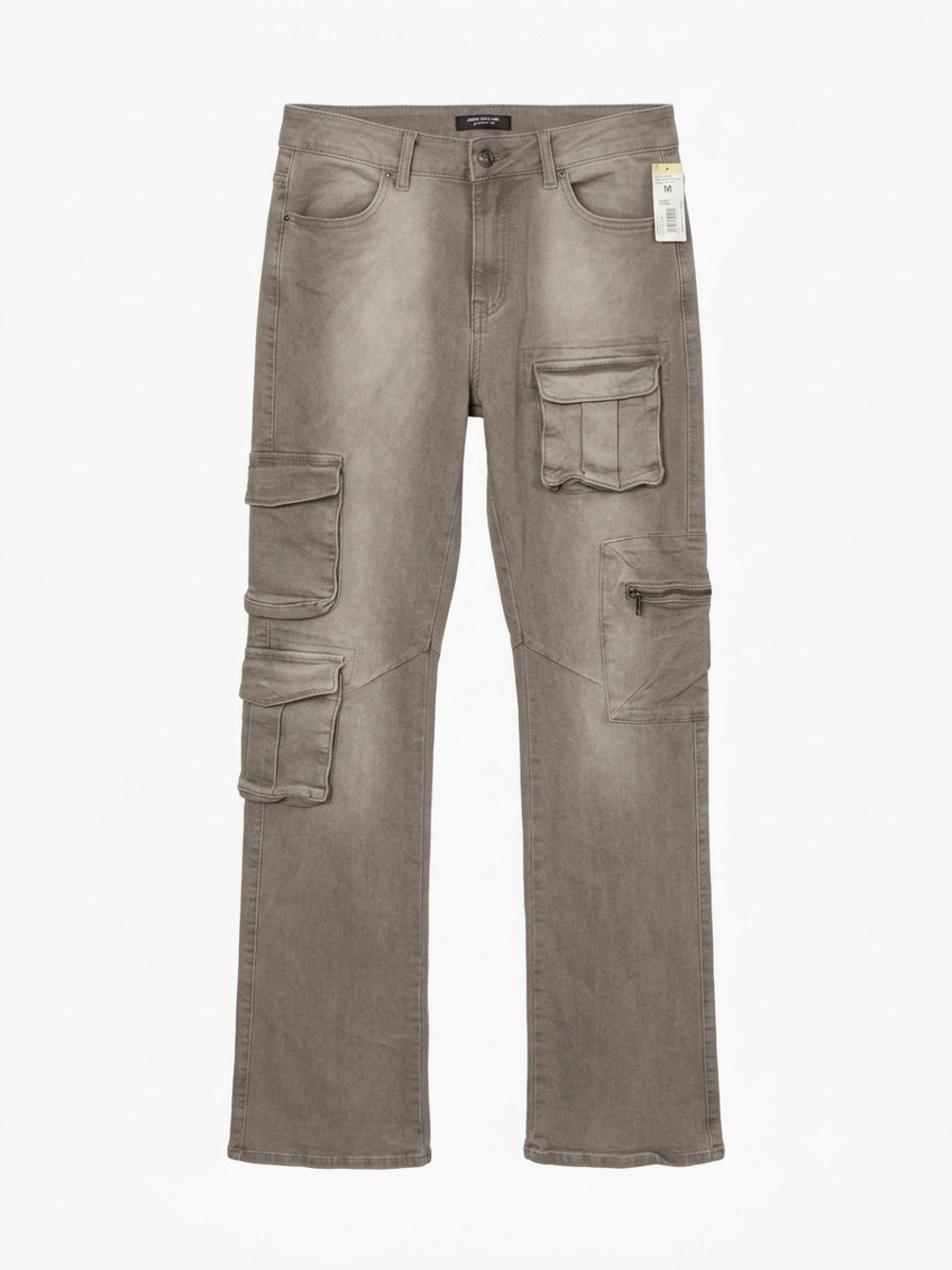 American Bazi Gray Utility Cargo Boot-Cut Pants